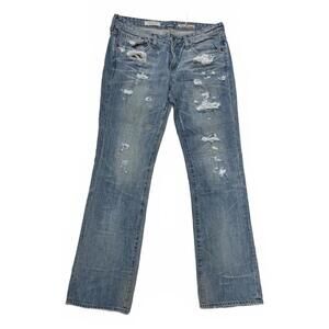 Adriano Goldschmied The Kiss Slim Straight Leg Light Wash Distressed  Waist 31 R